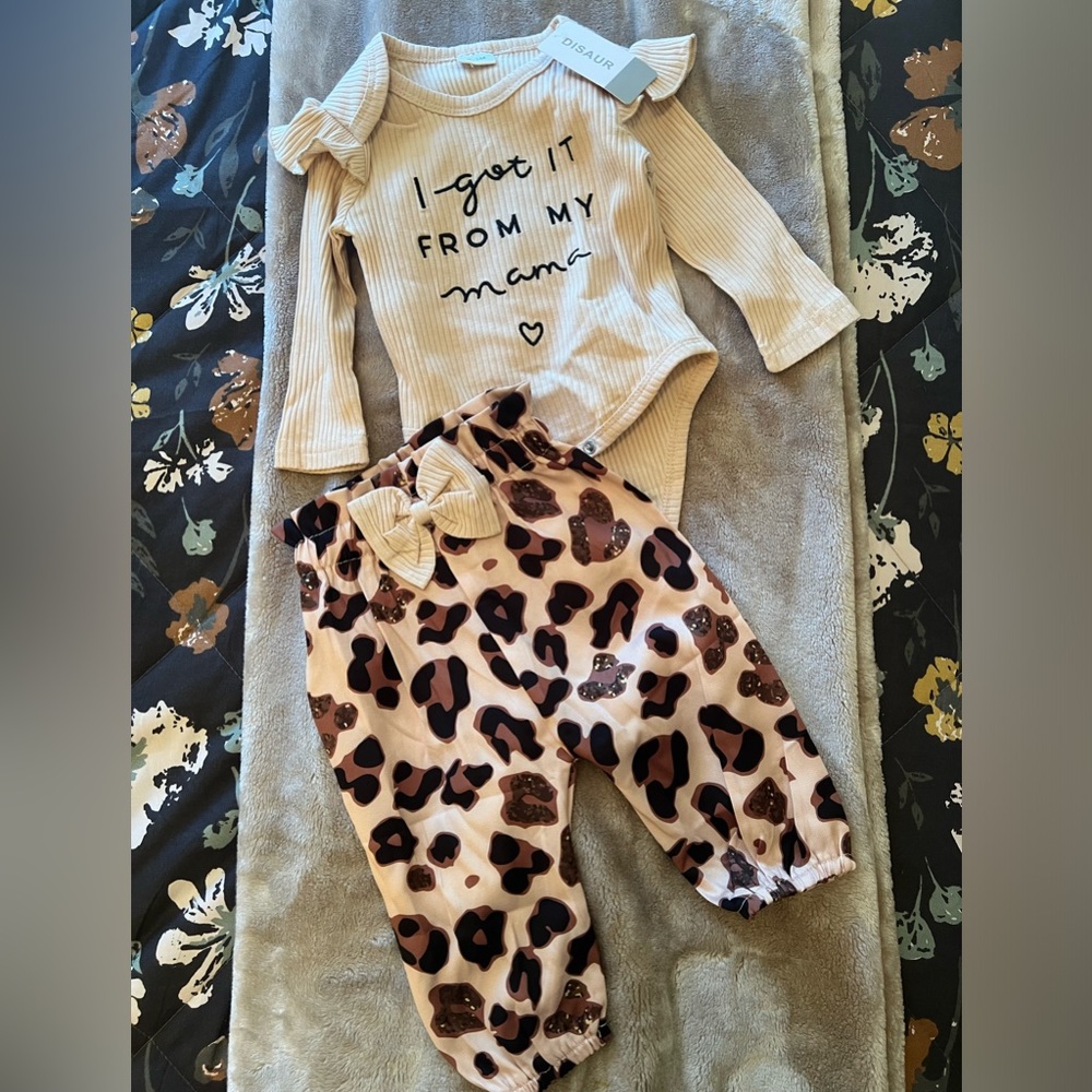 *NWT* Baby Girl Ribbed Clothes I Got It from My Mama Bodysuit Jogger Outfit
